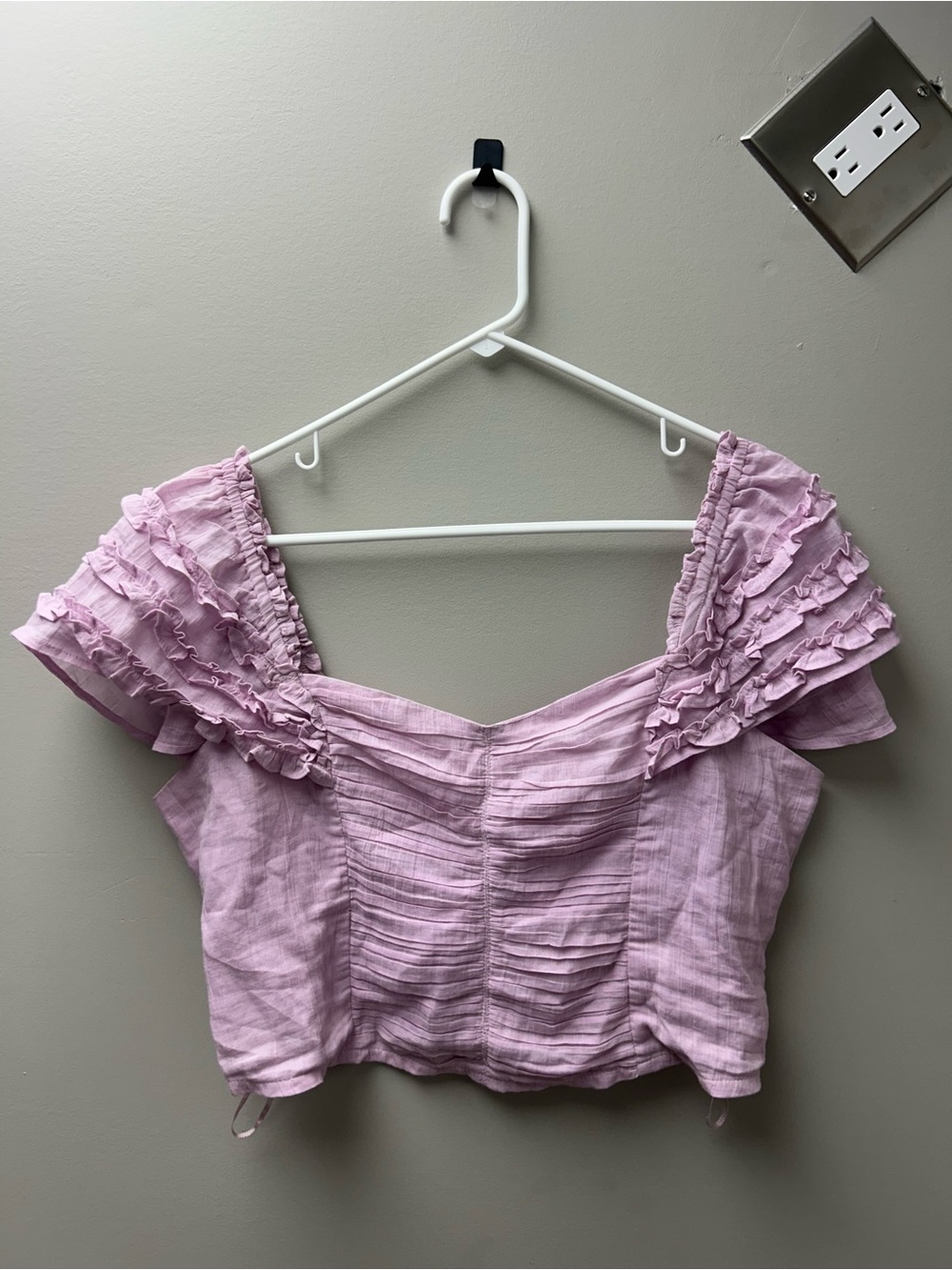 Free People Thank You Very Sweetly Lilac Purple Ruffle Shoulder Top